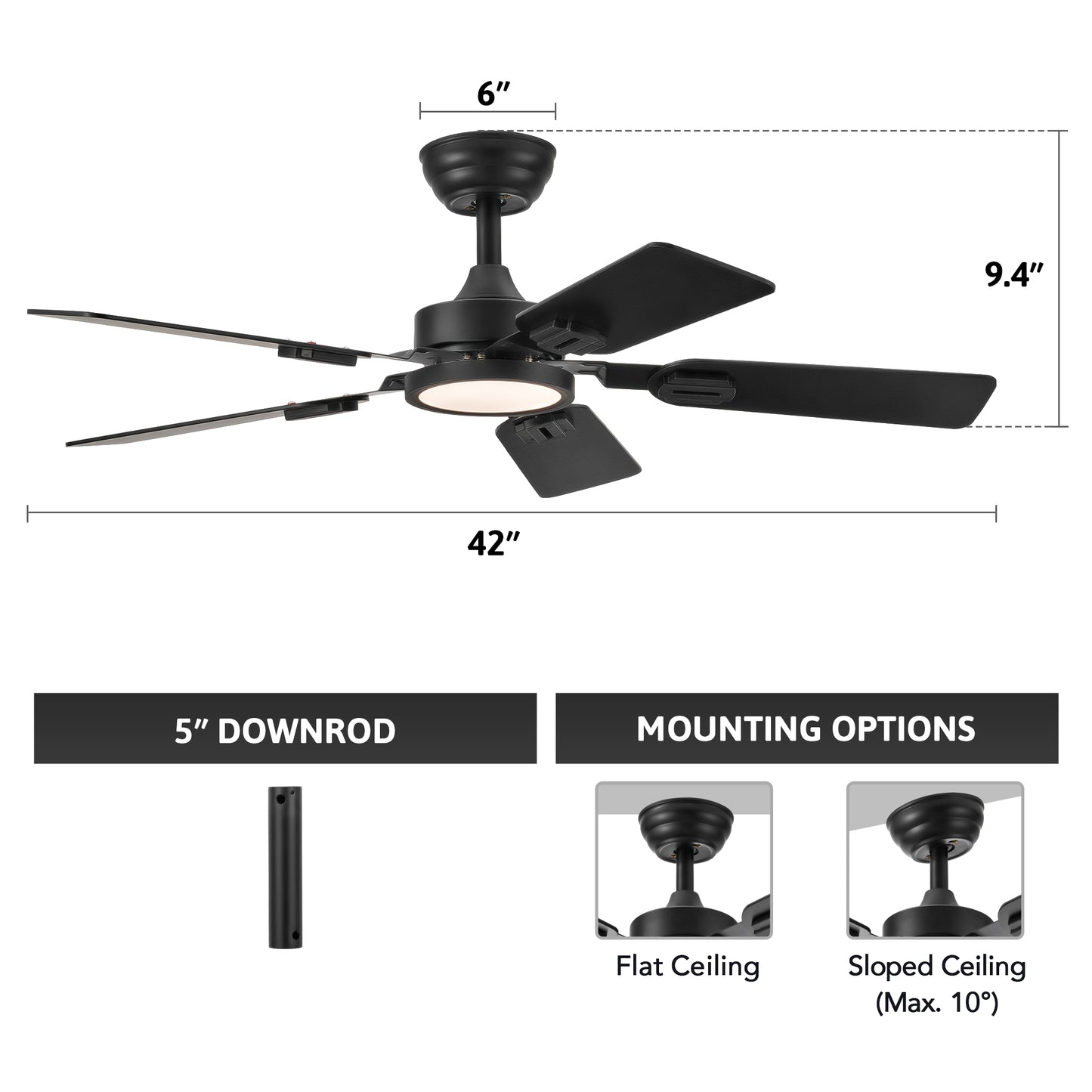 Bestco 2 Pack 42" Ceiling Fan with Light and Remote for Farmhouse Living Room