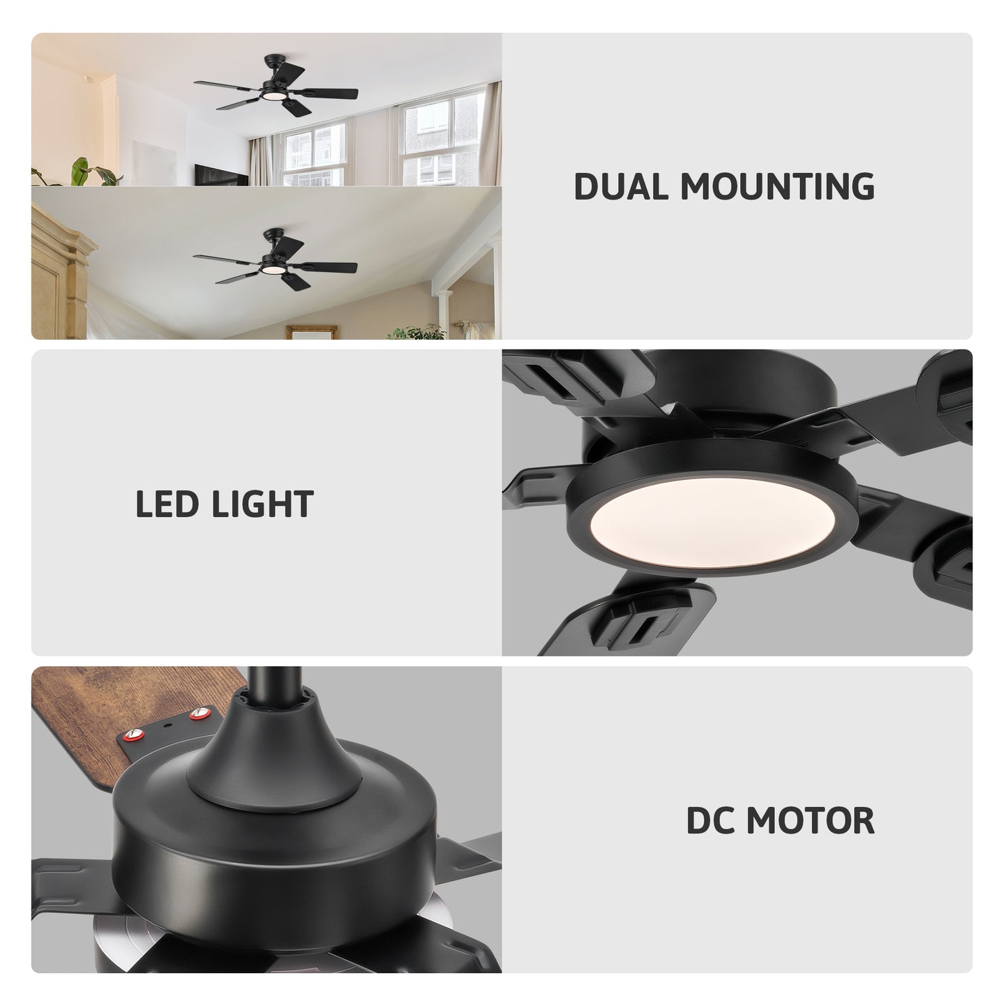 Bestco 2 Pack 42" Ceiling Fan with Light and Remote for Farmhouse Living Room
