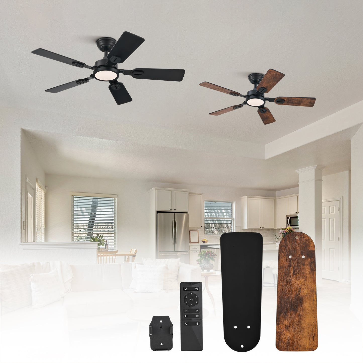 Bestco 2 Pack 42" Ceiling Fan with Light and Remote for Farmhouse Living Room