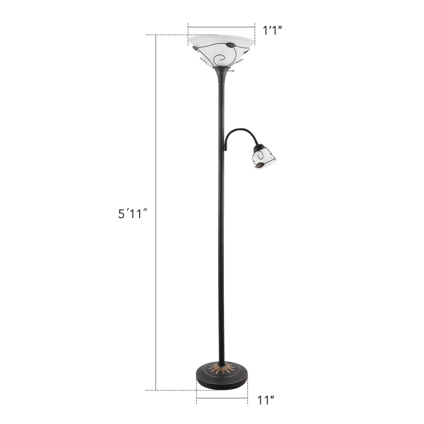 Bestco Torchiere Floor Lamp with Adjustable Reading Lamp, 71-inch Combo Mother Daughter Lamp for Living Room Corner Bedroom