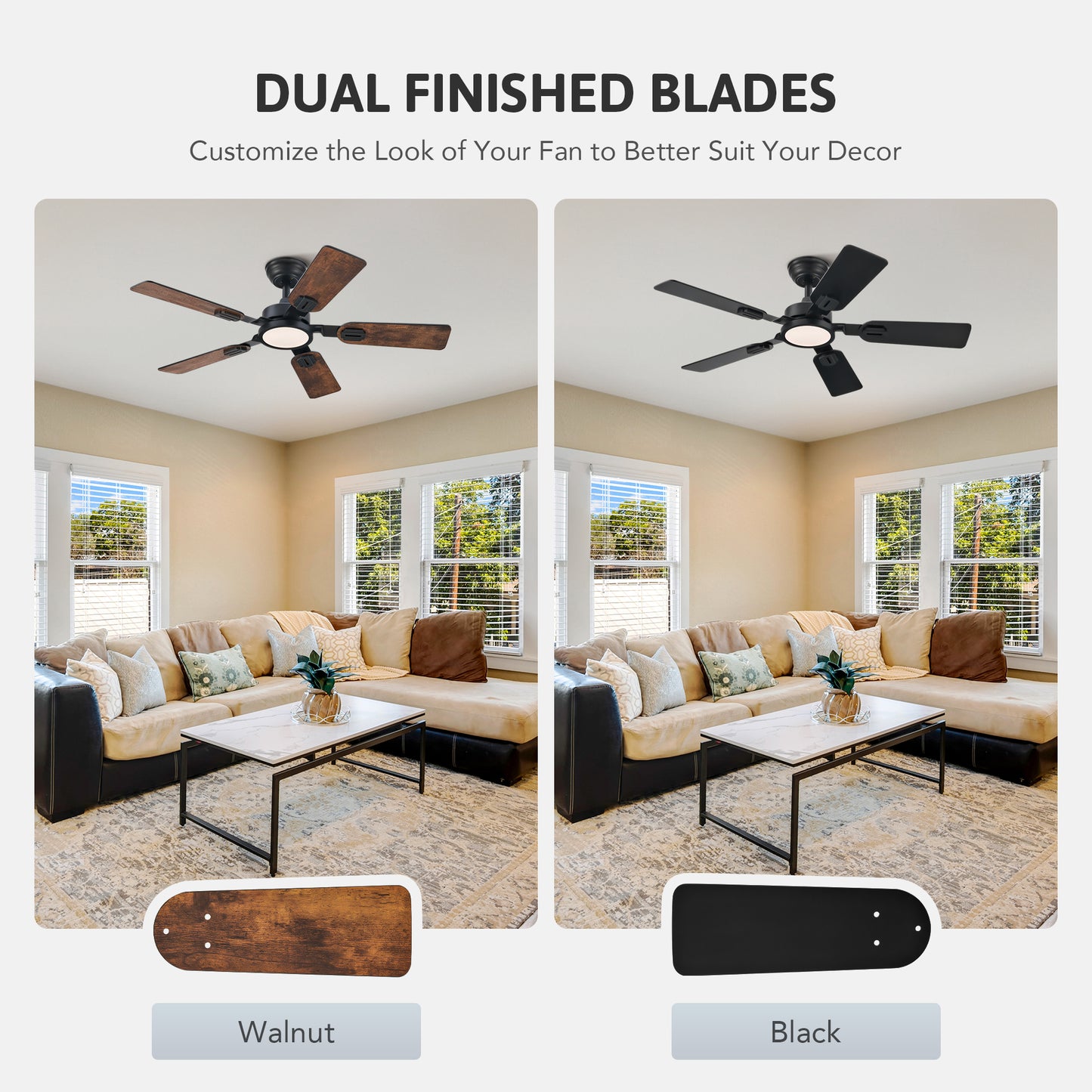 Bestco 2 Pack 42" Ceiling Fan with Light and Remote for Farmhouse Living Room