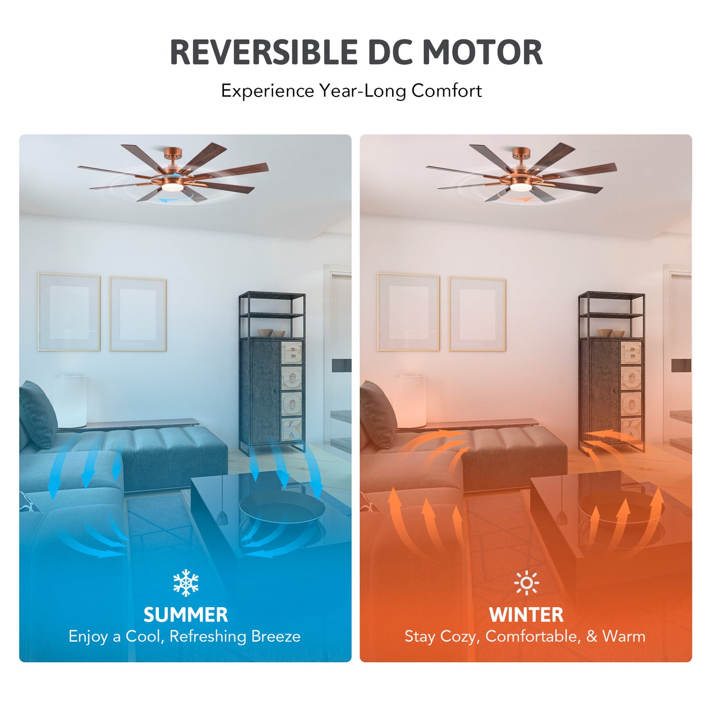 60" Ceiling Fan with Light and Remote Control for Farmhouse Living Room
