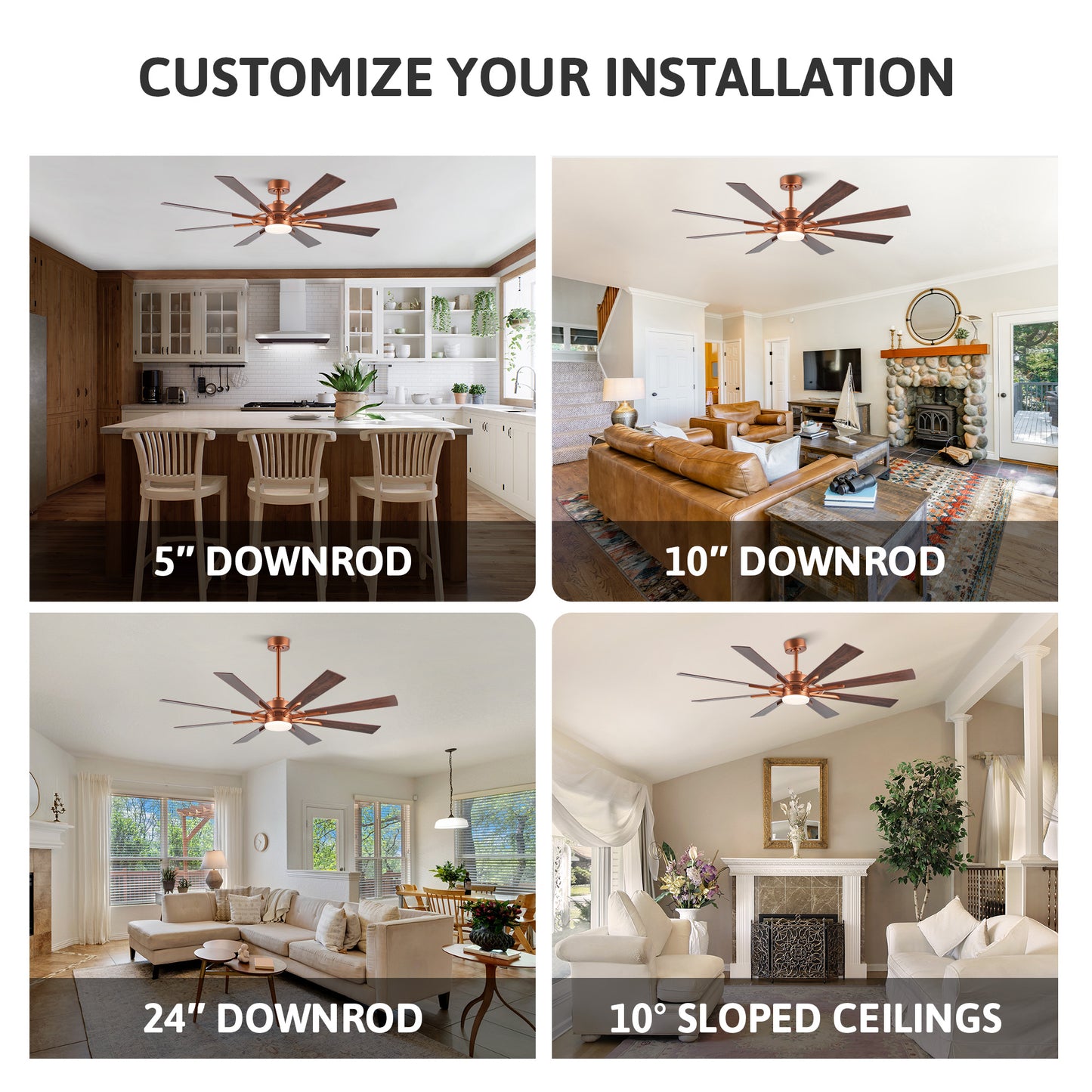 60" Ceiling Fan with Light and Remote Control for Farmhouse Living Room
