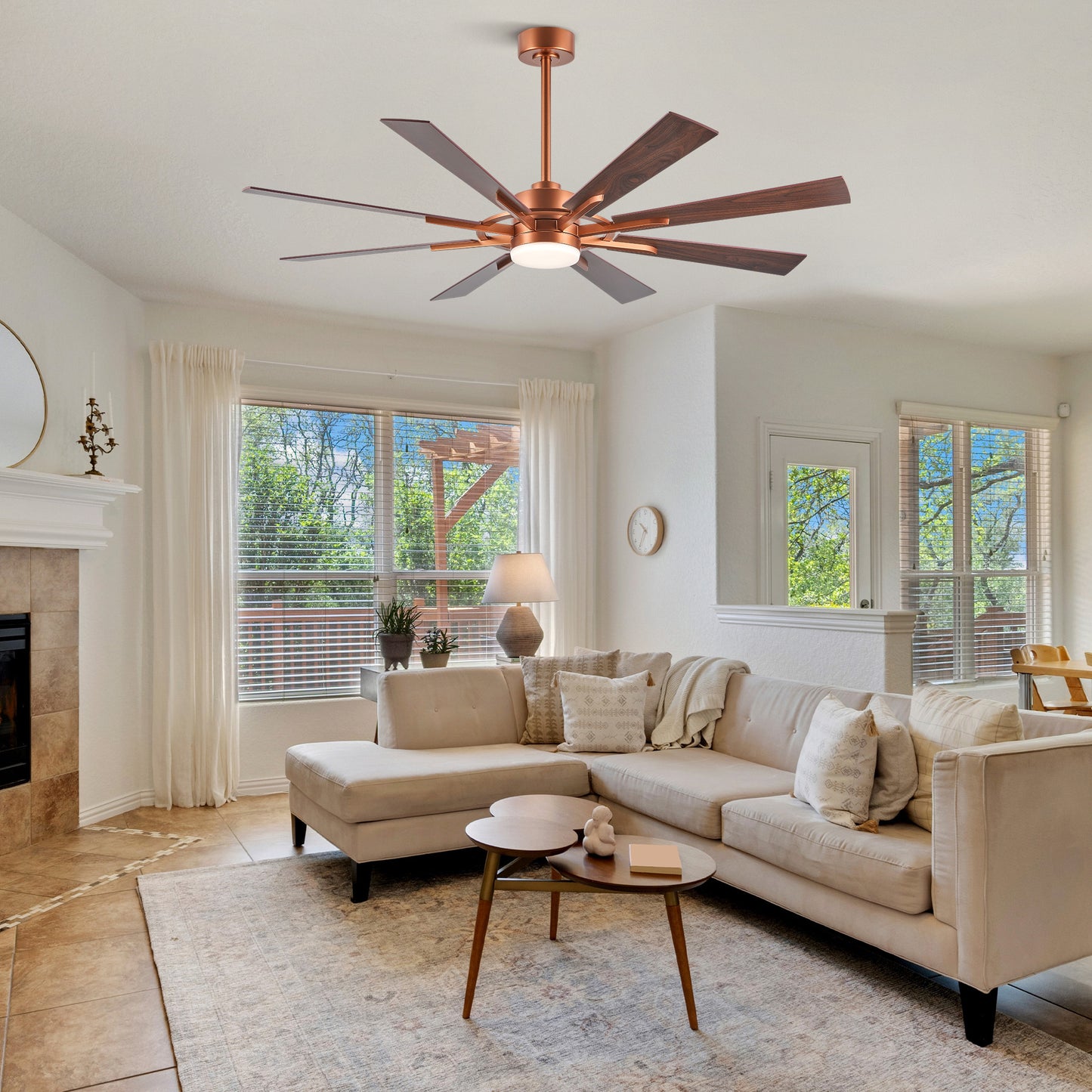 60" Ceiling Fan with Light and Remote Control for Farmhouse Living Room