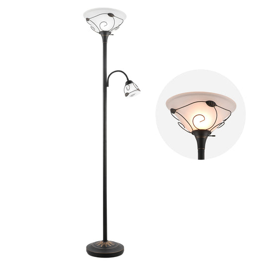 Bestco Torchiere Floor Lamp with Adjustable Reading Lamp, 71-inch Combo Mother Daughter Lamp for Living Room Corner Bedroom