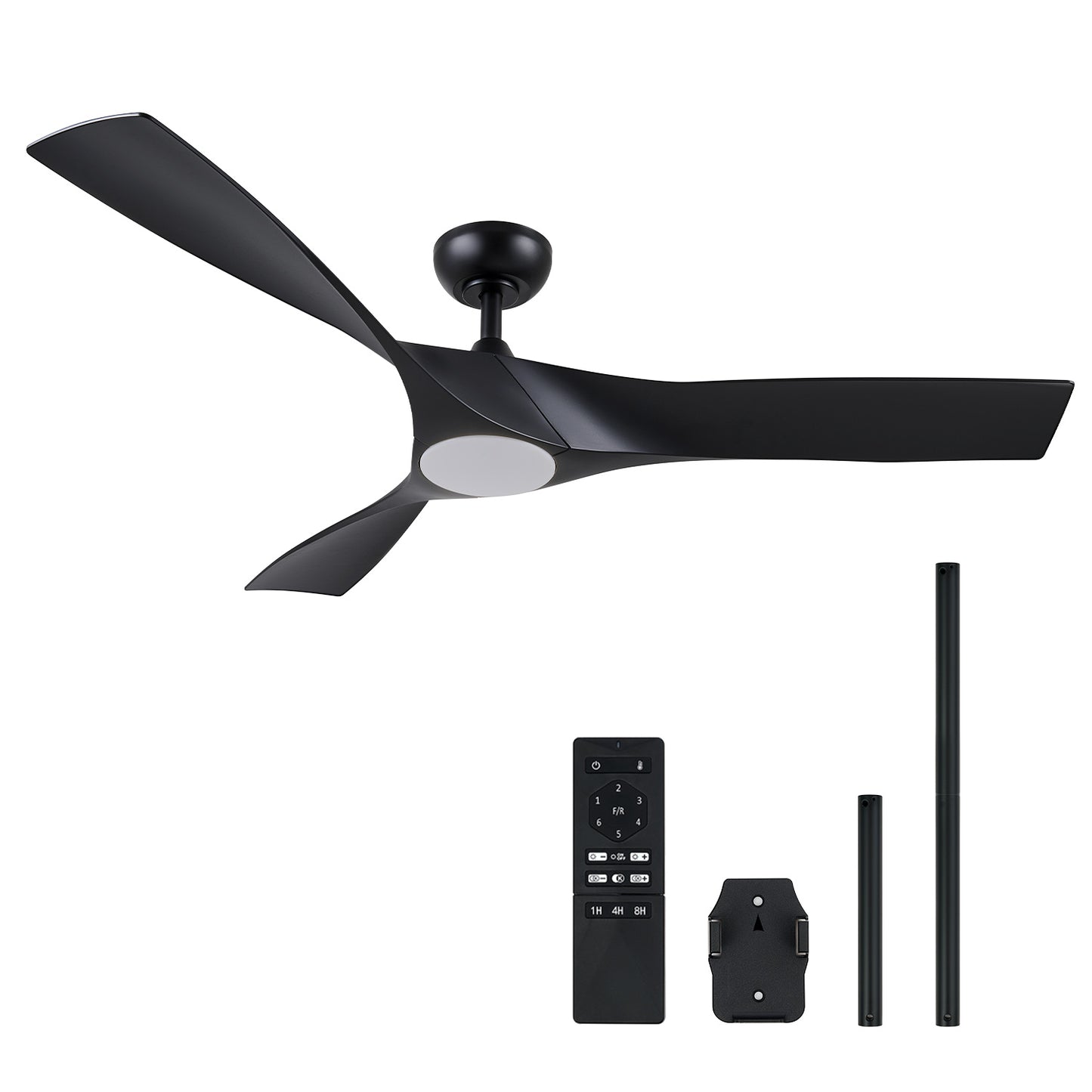 Bestco 52" Ceiling Fan with Lights 3 Blades Remote Control Timer and Adjustable Height for Bedroom Living Room Kitchen Decor More