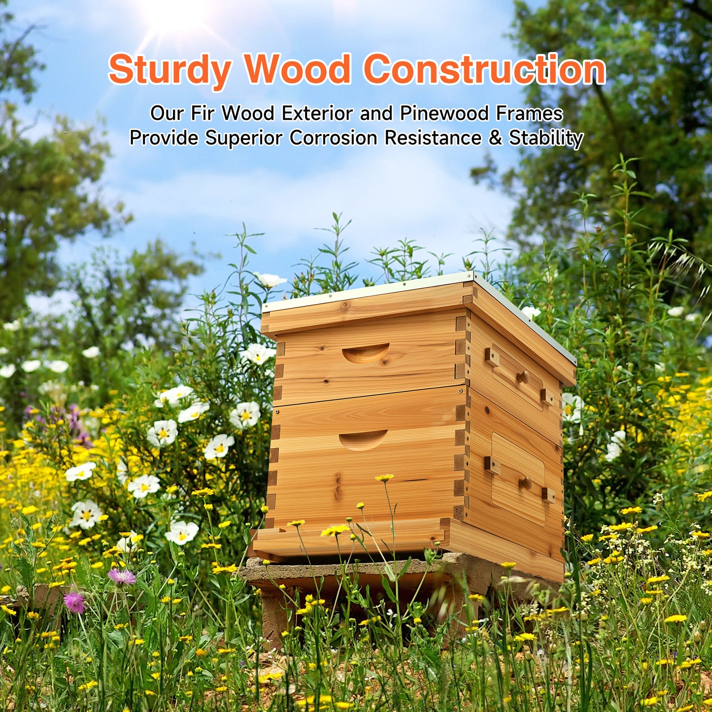 20 Frame Bee Hive Box Kit Beeswax Coated Langstroth Beehive Kit for Beekeeping