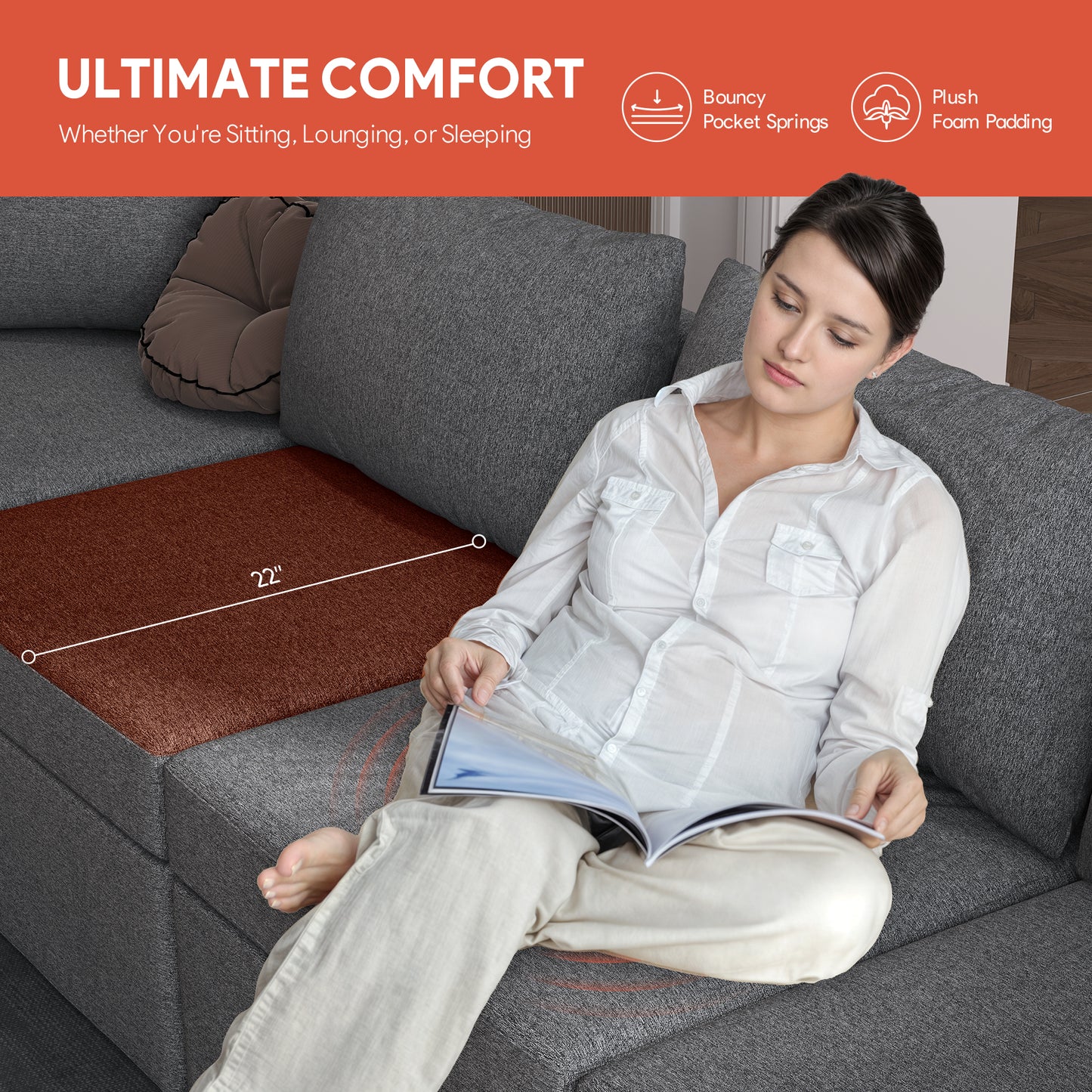 Modular Couches and Sofas Sectional 4 Seat U Shaped Sofa w Storage Ottoman, Dark Gray