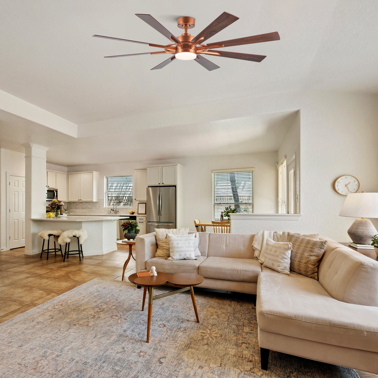60" Ceiling Fan with Light and Remote Control for Farmhouse Living Room