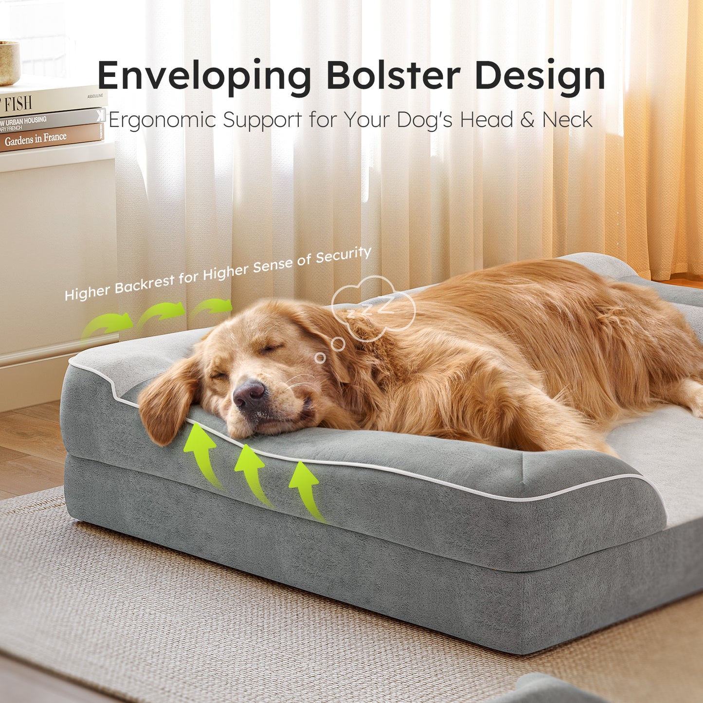 Orthopedic Dog Bed 36" Waterproof Dog Sofa Bed with Removable Washable Cover Light Gray