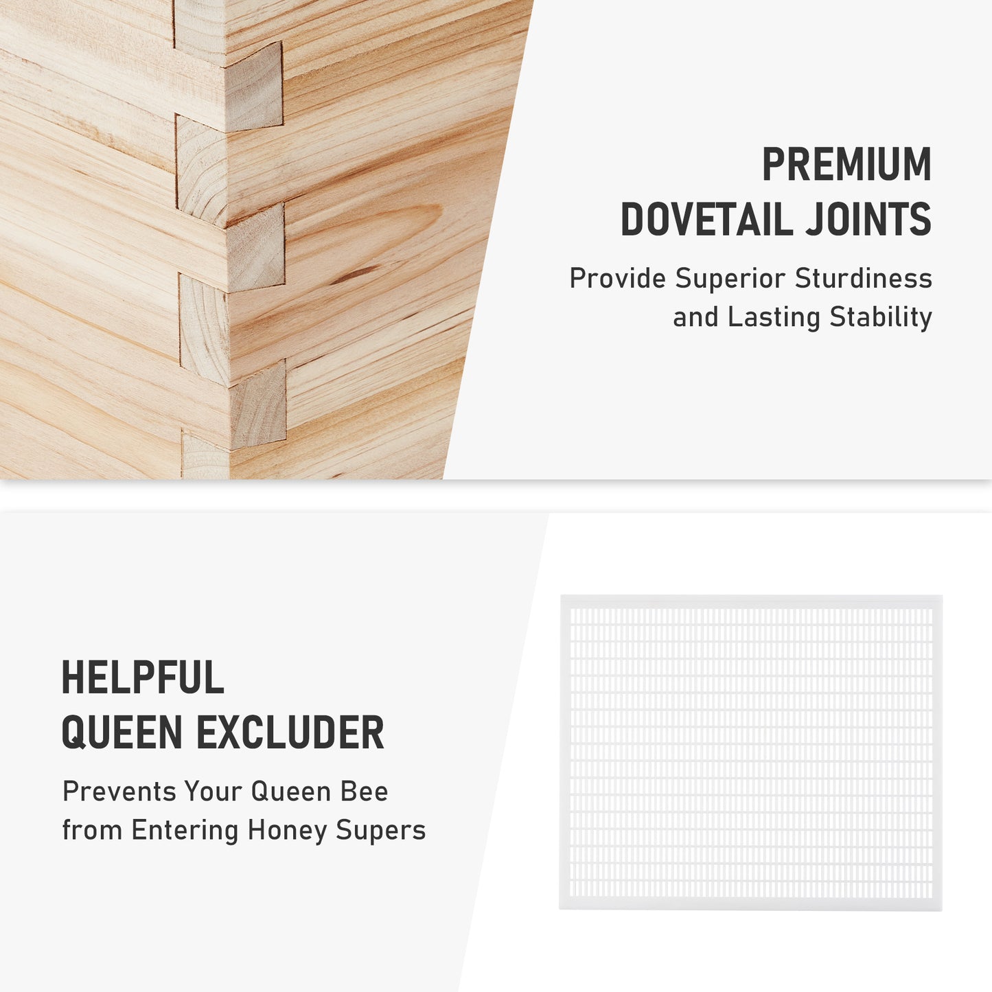 Bee Hive Boxes Starter Kit, Langstroth Beehive for Bee Keeping, 5 Layer Bee House with 4 Medium Storage Boxes & 1 Deep Brood Box